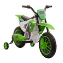 12V Electric Green Dirt Bike Motorcycle Toy for Kids with Training Wheels