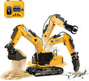 Versatile 3-in-1 RC Excavator with 14 Channels, Drill Bit, and Grabbing Bucket
