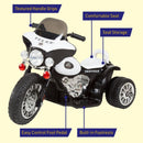 Sturdy Ride-On Motorcycle for Kids 3-6 with Working Headlights and Police Stickers