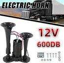 High-Performance 12V 600DB Dual Electric Black Train Horns for Trucks and SUVs