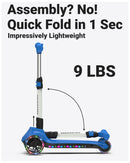 ELECOSMOS Kids Electric Scooter for Ages 5-8 with 3 Wide Light-Up Wheels