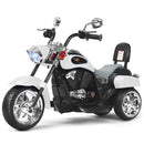 White 3-Wheel Chopper Trike Motorcycle for Kids with Headlight and Horn