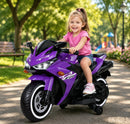 Purple 12V Ride-On Motorcycle for Kids - Perfect for Boys and Girls