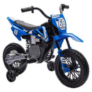 Blue 12V Electric Motorcycle for Kids with Twist Throttle and Training Wheels