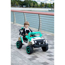 Electric Ride-On Car for Kids with Remote Control, White and Green, LED Lights and Sound Features