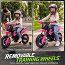 12V Pink Electric Dirt Bike for Kids with Training Wheels
