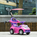 Versatile Pink Push and Slide Car with Removable Handle, Music, and Horn