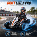 Qaba 24V Dual Motor Electric Drift Go Kart for Kids Ages 6 and Up, White
