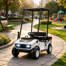 24V Dual-Seat Kids Golf Cart with Soft Start and Rear Suspension in White