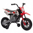 Red 12V Electric Motorcycle for Kids with Training Wheels and Sounds