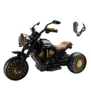 Electric Dual Drive 3-Wheel Ride-On Motorcycle for Kids with LED Lights - Black