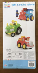 Exciting Light & Sound Train, Tractor, and Fire Truck Set with 3 Action Figures