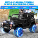 12V Battery-Powered Black Kids Ride-On Truck with Remote Control, MP3, LED Lights, USB, and Cover