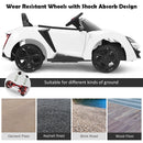 12V Electric Ride-On Car for Kids with Remote Control, Lights, MP3, and Opening Doors - White