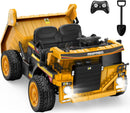 24V Electric Dump Truck with Remote Control and Durable EVA Tires - Yellow