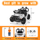 OROFULL White 12V Electric Ride-On Car with Remote Control and Music for Kids