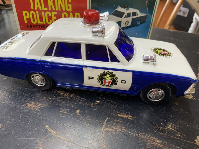 Vintage Battery Operated English Talking Police Car with Box