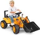 Excavator Ride-On Toy with Front Loader and Horn, Reversible Motion