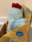 Vintage 1997 Gemmy Cornelius Battery-Operated Dancing Chicken with Blue Sparkles and Tinsel