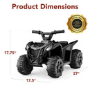 Black 6V Ride-On ATV Quad 4-Wheeler Toy Car for Toddlers Ages 1.5-3 Years, 1.8MPH