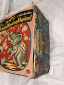 Vintage 1950s Japanese Battery Operated Jumbo Bubble Blowing Elephant Toy in Tin Litho