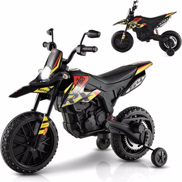 12V Kids Electric Off-Road Dirt Bike Motorcycle with Training Wheels and Music Toy
