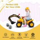 Costzon Kids Ride-On Excavator Digger Bulldozer with Safety Helmet, 3-in-1