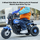 3-Wheel Electric Ride-On Motorcycle for Kids - 6V Dual Drive in Blue