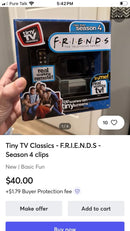 Basic Fun! Tiny TV Classics Friends Season 4 Clips Mini Working TV & Remote