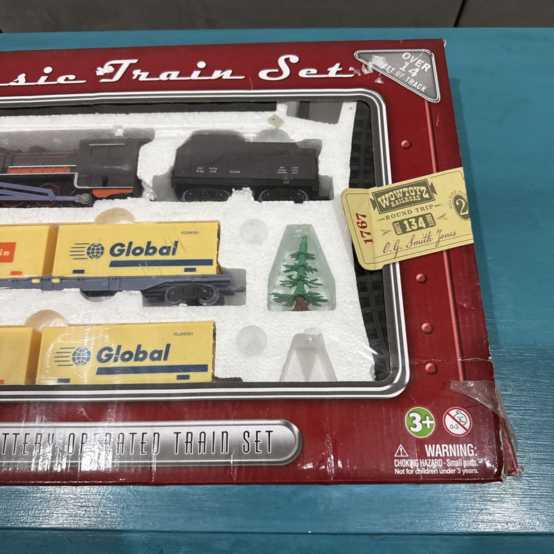 WOWTOYS 20-Piece Classic Train Set with Battery-Operated Lights and Sounds