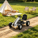 White Pedal Go Kart for Kids with Steering Wheel, Suitable for Ages 3 and Up