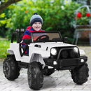 12V White Ride-On Truck for Kids with Remote Control, MP3 Music, and LED Lights