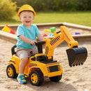 Children's Ride-On Excavator with Adjustable Shovel, Anti-Tip Feature, and Realistic Engine Sounds