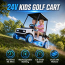 Qaba 24V White Golf Cart for Kids, 2WD 2-Seater with Remote Control, Sunshade, and Storage