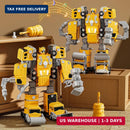 WATUDOU 5-in-1 Transforming Construction Vehicle and Robot Toy Set