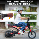 Children's 24V Electric Dirt Bike, 250W Motor, 9.9 MPH, 12-Inch Tires, Red