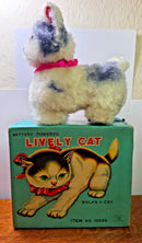 Vintage 1960s Japan Battery-Operated Lively Cat Toy with Walking and Crying Features