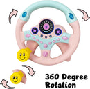 Pink Backseat Car Steering Wheel Toy with Lights and Music for Kids