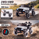 24V Dual-Seater Children's Ride-On Truck with Doors, Remote, Horn, and Music - White