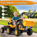 Multi-Function Ride-On Tractor, Excavator, Bulldozer with Trailer and Shovel Bucket for Kids