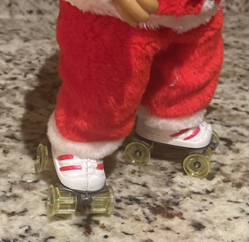 Vintage Musical Skating Santa Bear Christmas Decoration with Working Roller Features