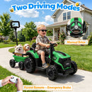 Joyracer 12V Green Bluetooth Remote Control Tractor Trailer Ride-On Car with LED Lights