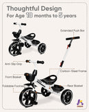 KRIDDO TC011 Convertible Toddler Tricycle with Push Handle for Ages 18 Months to 5 Years