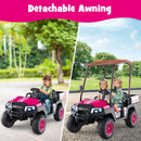 24V 7AH Pink 4WD 2-Seater Kids Golf Cart Ride-On Car with Storage and Remote Control
