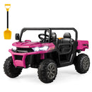 Pink 12V 2-Seat Electric UTV Dump Truck with Remote Control and Dump Bed Shovel