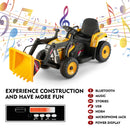 12V Electric Ride-On Excavator with Bluetooth Music, Lights, and Remote Control in Yellow