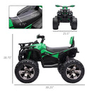 12V Green Kids ATV Quad with LED Headlights and Wide Wheels