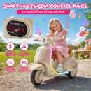 Beige 12V Electric Scooter for Kids 3-6 with Backrest and Bluetooth Music