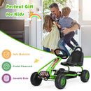 Green 4-Wheel Kids Pedal Go Kart with Adjustable Seat and Handbrake