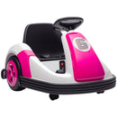 Qaba Pink Electric Bumper Car for Kids with Large Wheels